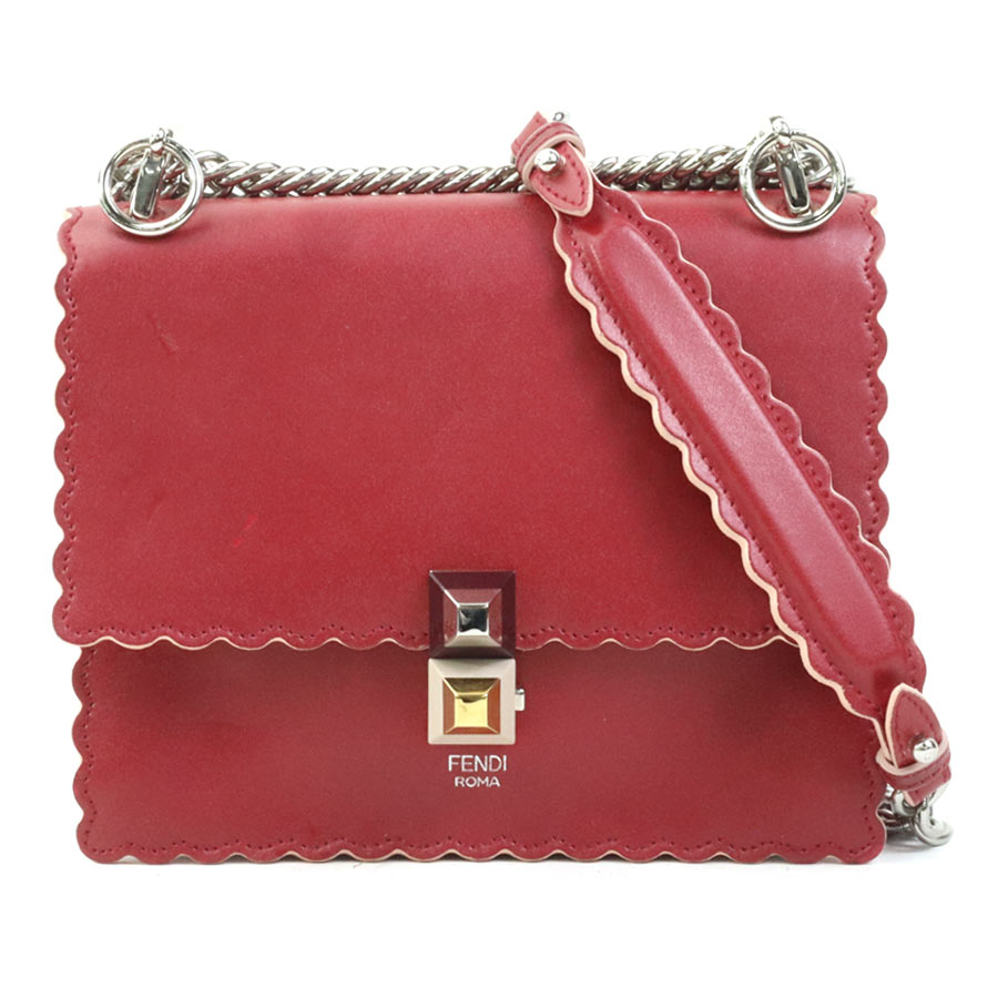 フェンディ FENDI ショルダーバッグ キャナイ ミニ レザー レッド レディース 8M0381 OZC 送料無料【中古】 h31407a