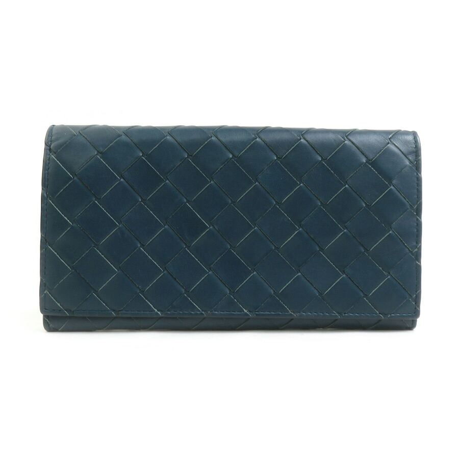 ボッテガヴェネタ BOTTEGAVENETA 長紙入れ イントレチャート なめし革 青み緑であること ユニ一発やる 貨物輸送無料【中古】 r10733g