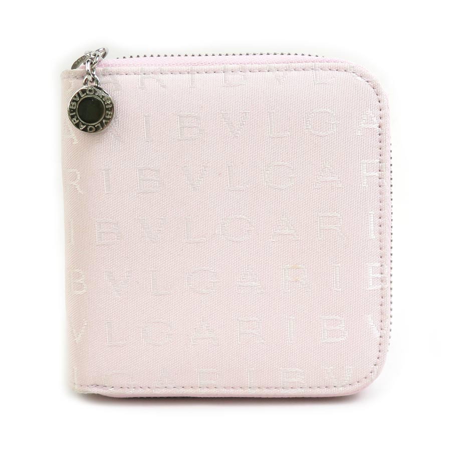 ブルガリ BVLGARI 二つ折り財布 キャンバス ライトピンク レディース 送料無料【中古】 h31459g