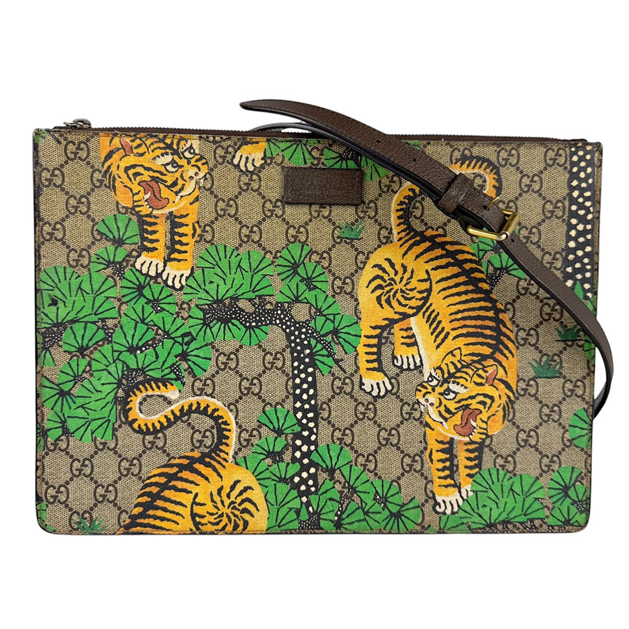 グッチ GUCCI ショルダーバッグ クラッチバッグ GGスプリームキャンバス ブラウン×グリーン×イエロー メンズ 429004 送料無料【中古】 z6593