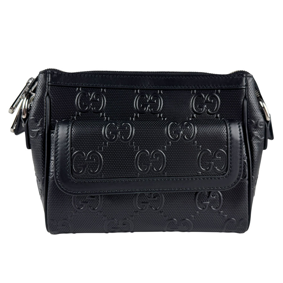 グッチ GUCCI クラッチバッグ レザー ブラック メンズ 674058 送料無料【中古】 z6596