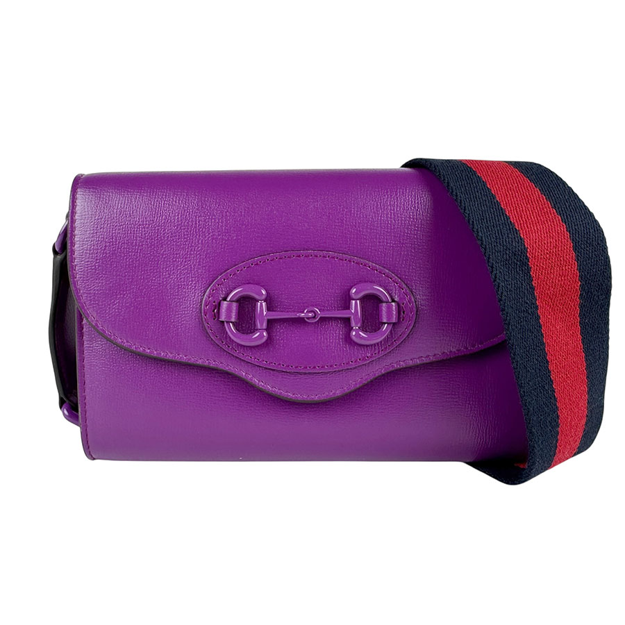 グッチ GUCCI ショルダーバッグ ホースビット レザー パープル レディース 724713 送料無料【中古】 z6497
