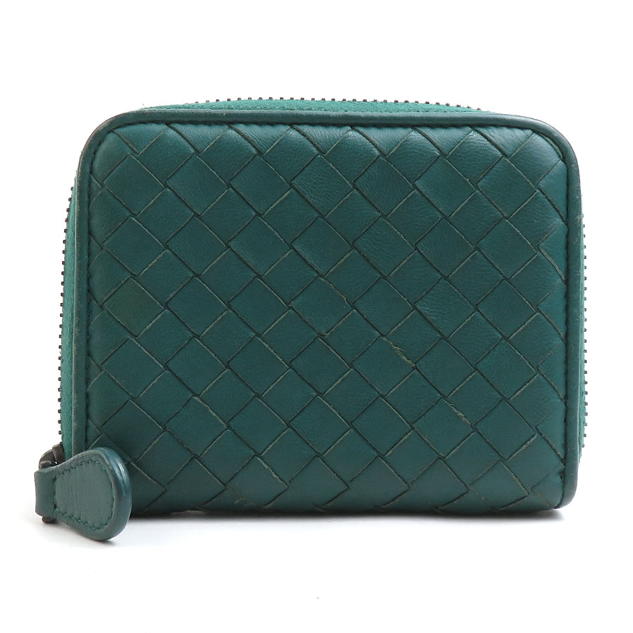 ボッテガヴェネタ BOTTEGAVENETA コインケース イントレチャート レザー ダークグリーン メンズ 送料無料【中古】 e60879a