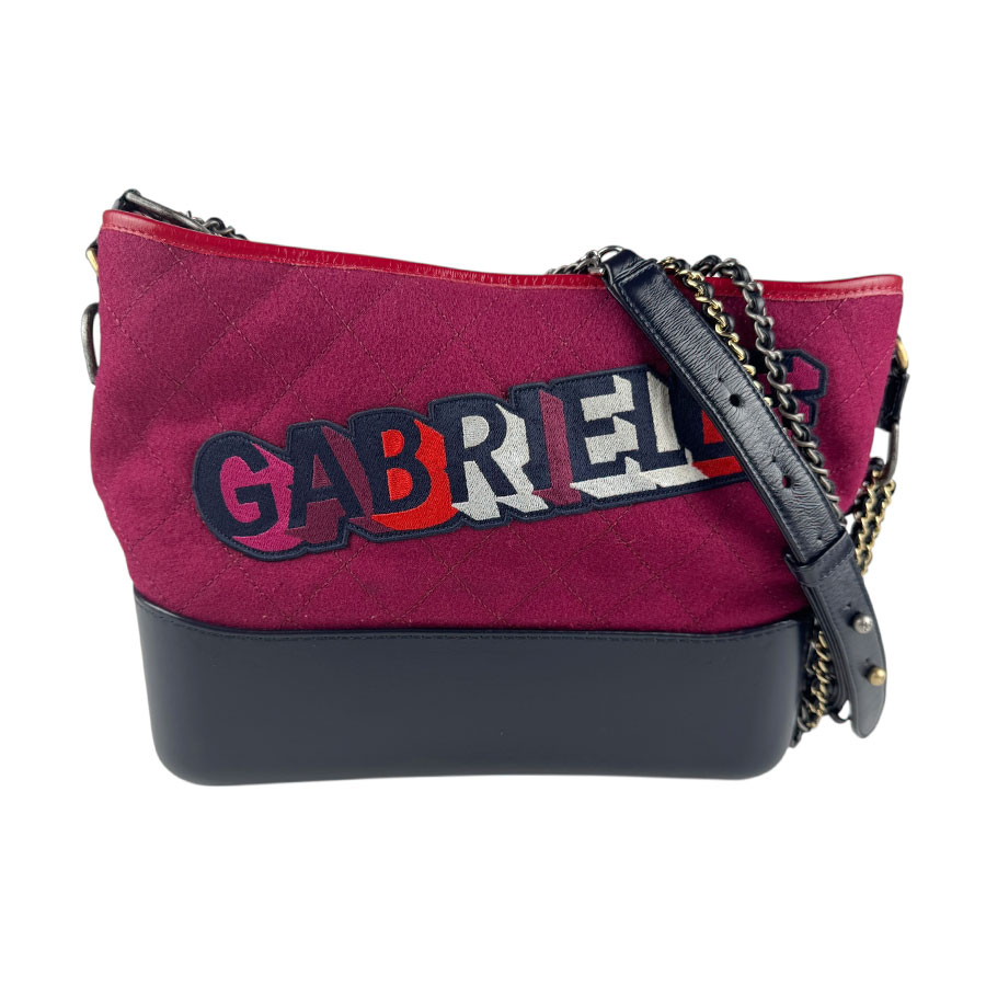 シャネル CHANEL ショルダーバッグ ガブリエル ドゥ シャネル ウール/レザー ボルドー/ネイビー レディース 送料無料【中古】 z6796
