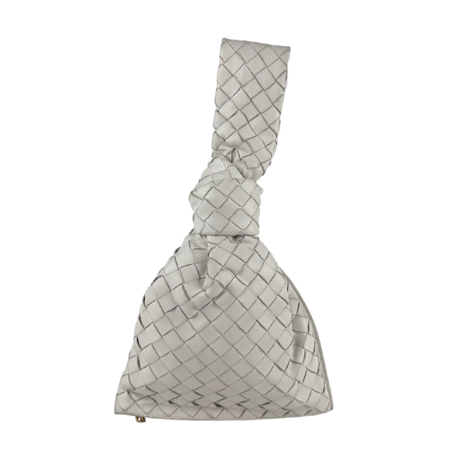 ボッテガヴェネタ BOTTEGAVENETA ハンドバッグ イントレチャート ツイスト レザー ホワイト ゴールド レディース 送料無料【中古】 z6910