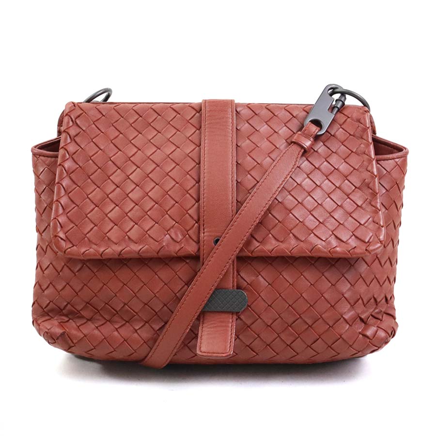 ボッテガヴェネタ BOTTEGAVENETA ショルダーバッグ イントレチャート レザー レッドブラウン レディース 送料無料【中古】 e60954a