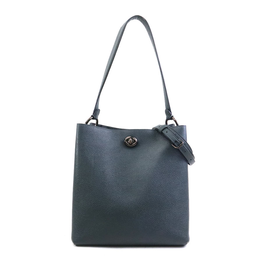 コーチ COACH ハンドバッグ ショルダーバッグ レザー ダークグリーン レディース 送料無料【中古】 h31598a