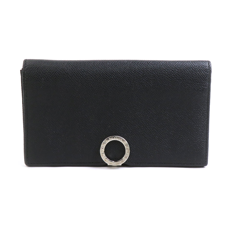 極美品✨ブルガリ レザー　二つ折り財布 ブラック 56387g.jpg