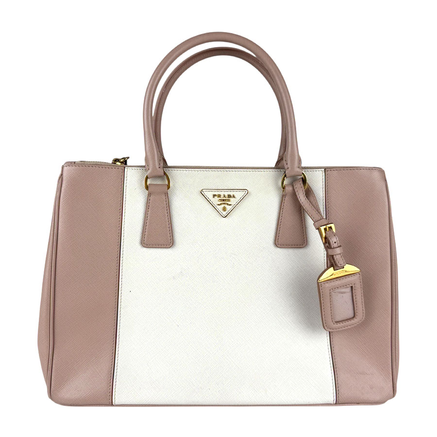 プラダ PRADA ハンドバッグ ショルダーバッグ レザー ピンクベージュ×アイボリー レディース 送料無料【中古】 z7374 40,170円