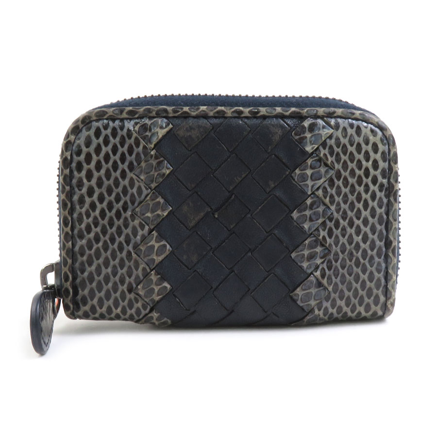 ボッテガヴェネタ BOTTEGAVENETA コインケース パイソン/レザー ネイビー メンズ 送料無料【中古】 56440a