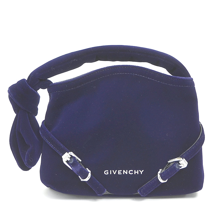 ジバンシィ GIVENCHY ハンドバッグ ナノ ヴォワイユー ベルベット ネイビー レディース 送料無料【中古】 h31679g｜ブランドバリュー