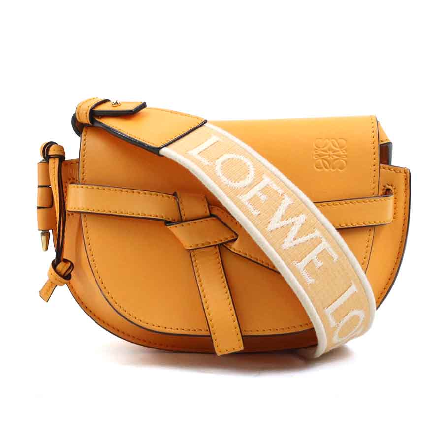 ロエベ LOEWE ショルダーバッグ 論理ゲート デュアル ミニ なめし革 オレンジ色 レディース 貨物輸送無料【中古】 90205g