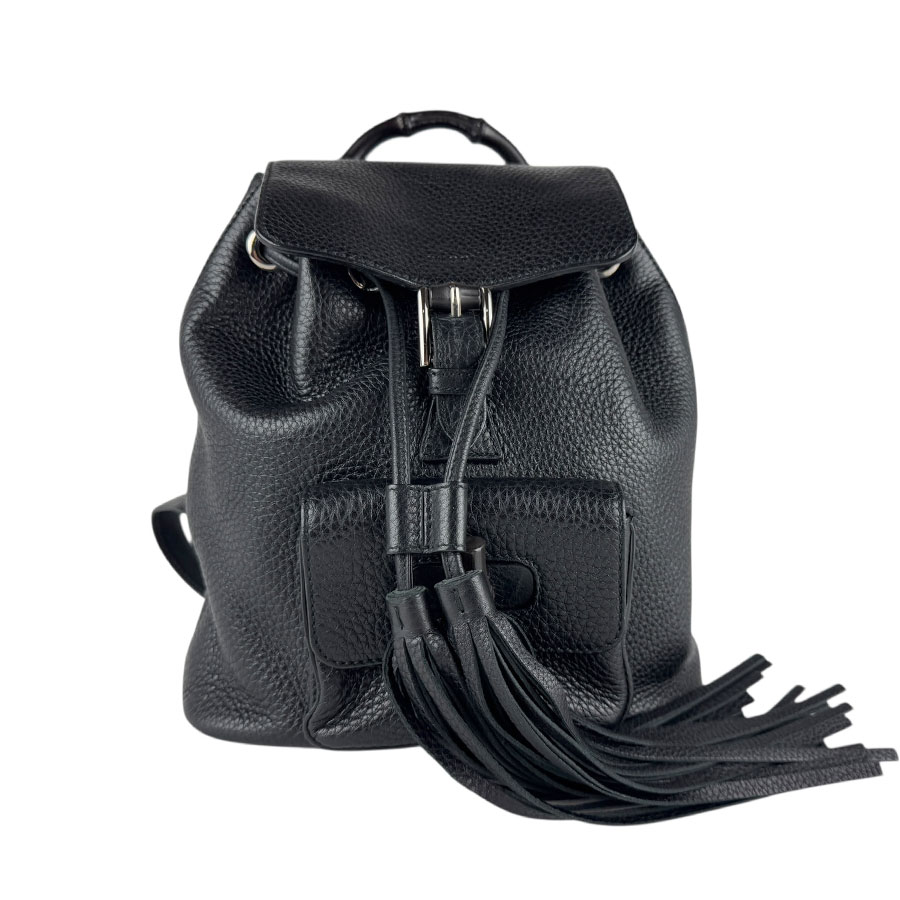 グッチ GUCCI 背嚢 バンブー なめし革 黒いこと レディース 387140 貨物輸送無料【中古】 z7636