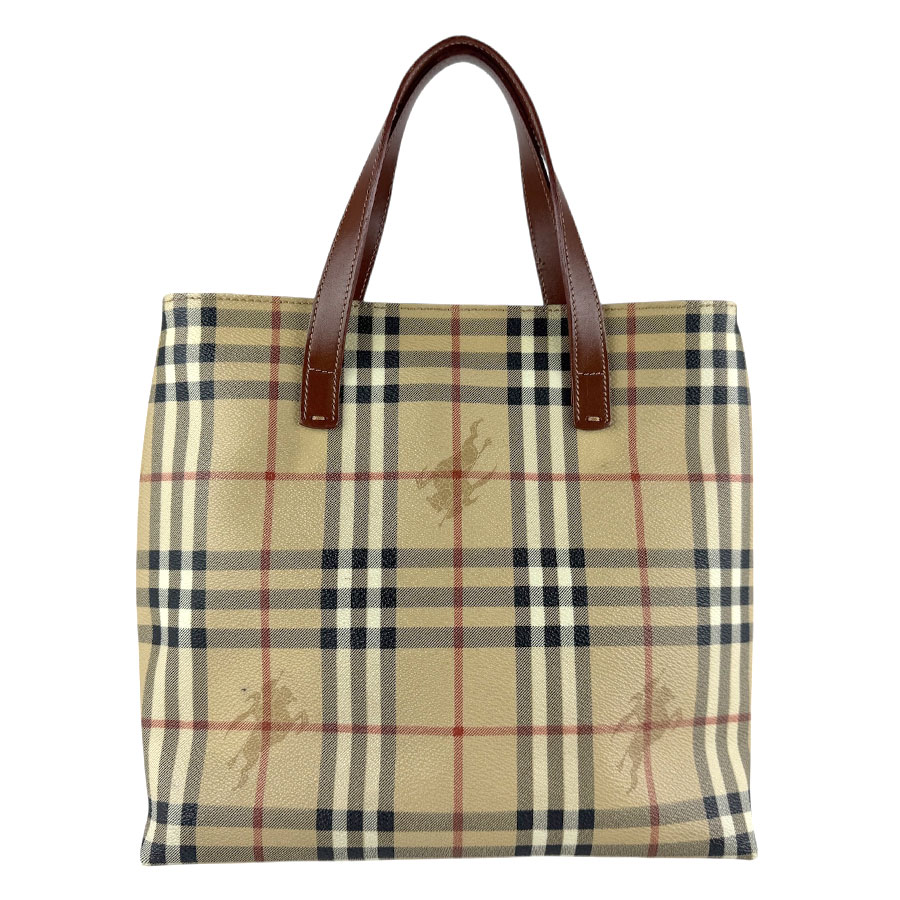 バーバリー BURBERRY ハンドバッグ PVCコーティングキャンバス/レザー ベージュ×ブラウン レディース 送料無料【中古】 z7765