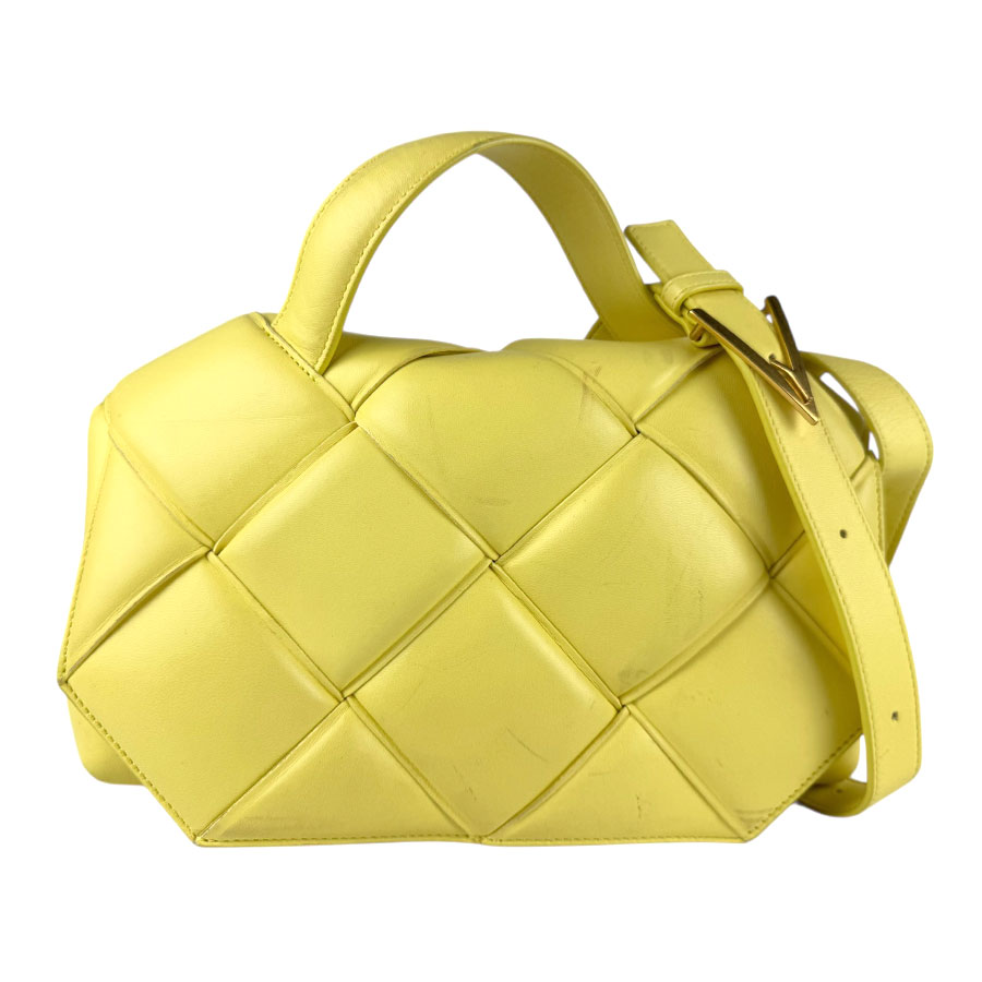 ボッテガヴェネタ BOTTEGAVENETA ショルダーバッグ マキシイントレチャート レザー イエロー レディース 送料無料【中古】 z7761