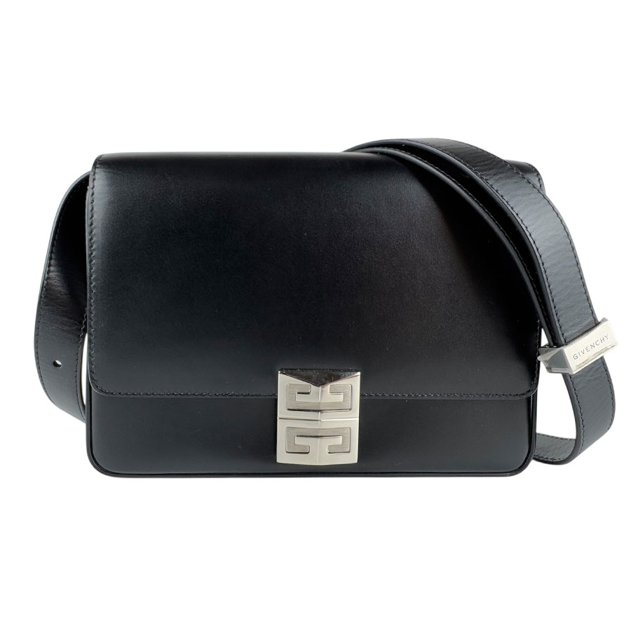 ジバンシィ GIVENCHY ショルダーバッグ なめし革 黒いこと しろがね色 レディース 貨物輸送無料【中古】 z7837