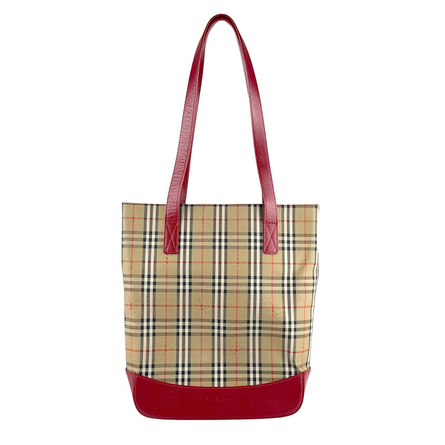 バーバリーズ Burberrys ショルダーバッグ ナイロンキャンバス/レザー ベージュ系×レッド レディース 送料無料【中古】 z7850