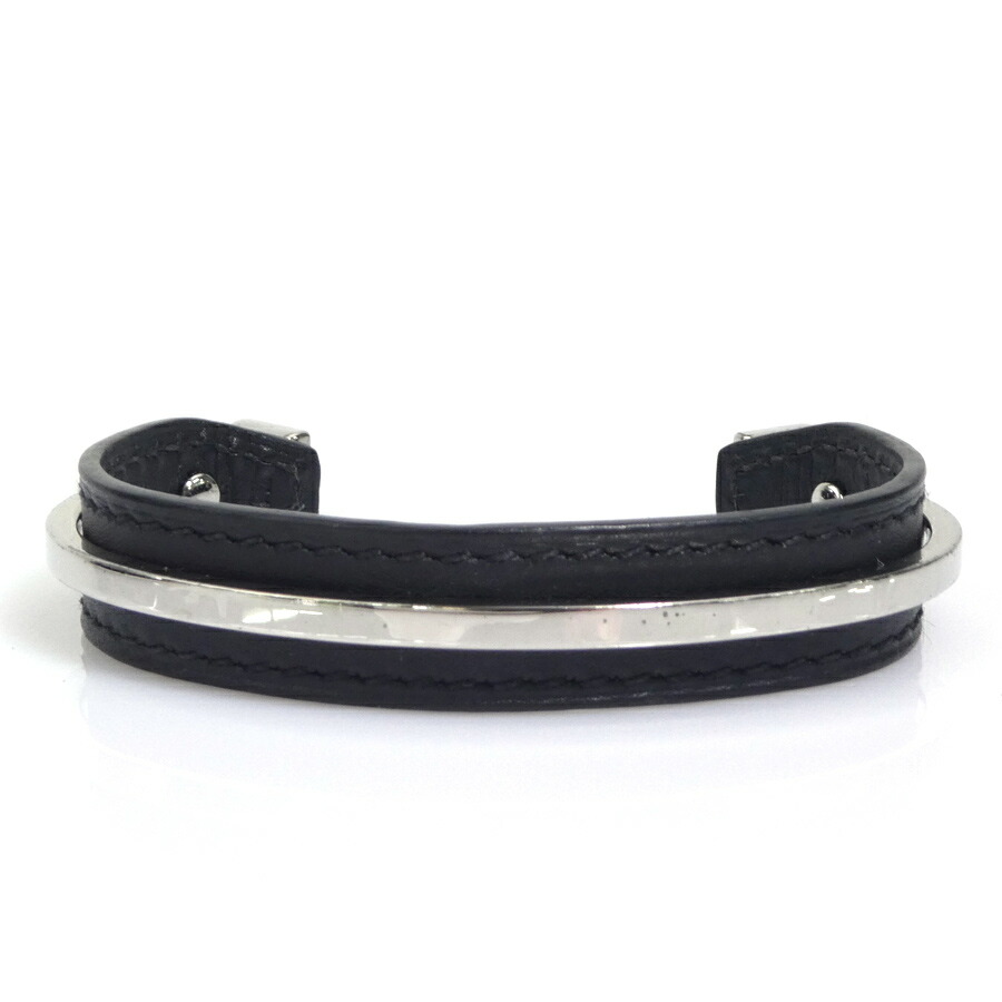 【希少・美品】HERMES バングル ビット ネイビー ブレスレット レザー HERMES エルメス レザー ブレスレット リヴァル・ミニ スイフト L