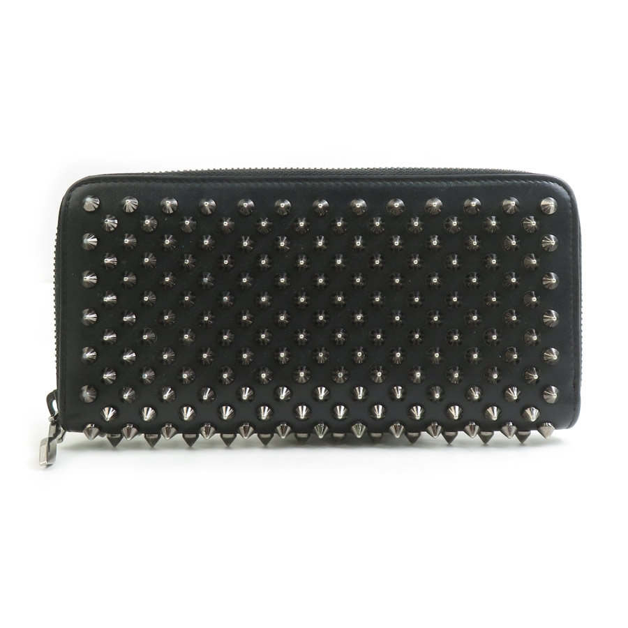 クリスチャンルブタン Christian Louboutin ラウンドファスナー長財布 レザー ブラック ユニセックス 送料無料【中古】 h31762g