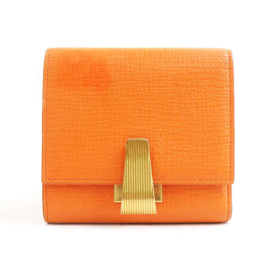 ボッテガヴェネタ BOTTEGAVENETA 二つ折り財布 レザー オレンジ ユニセックス 送料無料【中古】 h31763a｜ブランドバリュー 15,048円