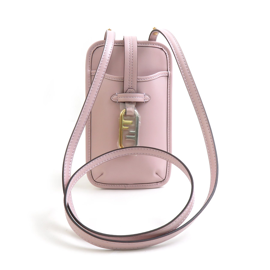 フェンディ FENDI スマートフォンケース スマホホルダー なめし革 さくら色 レディース 7AS131 AHM0 貨物輸送無料【中古】 r10922a