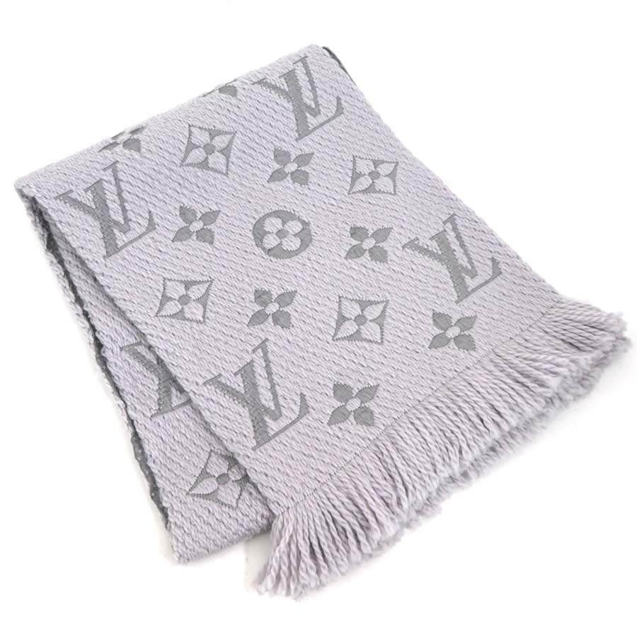 ルイ ヴィトン LOUIS VUITTON えり巻き エシャルプ ロゴタイプ気違い 羊毛/地絹 薄墨色 レディース M74742 貨物輸送無料【中古】 r10931g