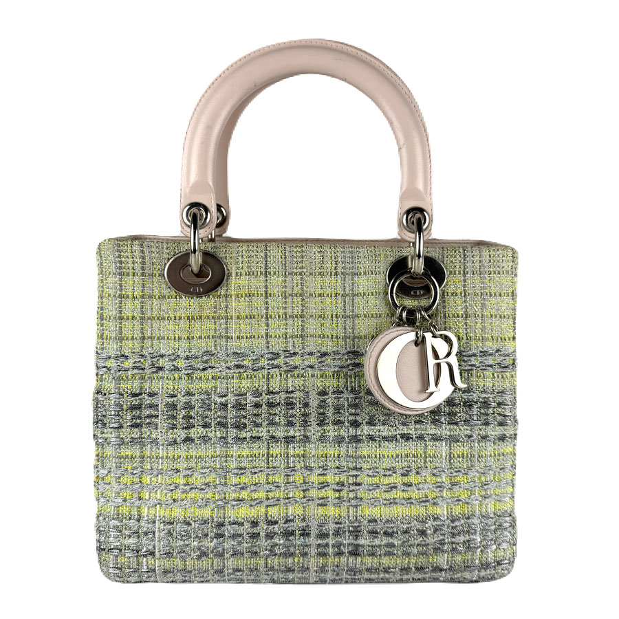 ディオール Christian Dior ハンドバック ショルダーバッグ レディディオール ツィード/なめし革 緑であること/サクラ色ベージュ レディース 貨物輸送無料【中古】 z8007