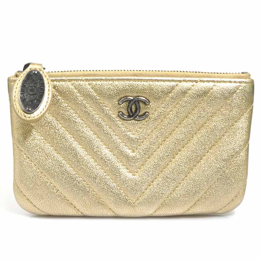 シャネル CHANEL 合切袋 なめし革 ゴールド レディース 貨物輸送無料【中古】 h31789g