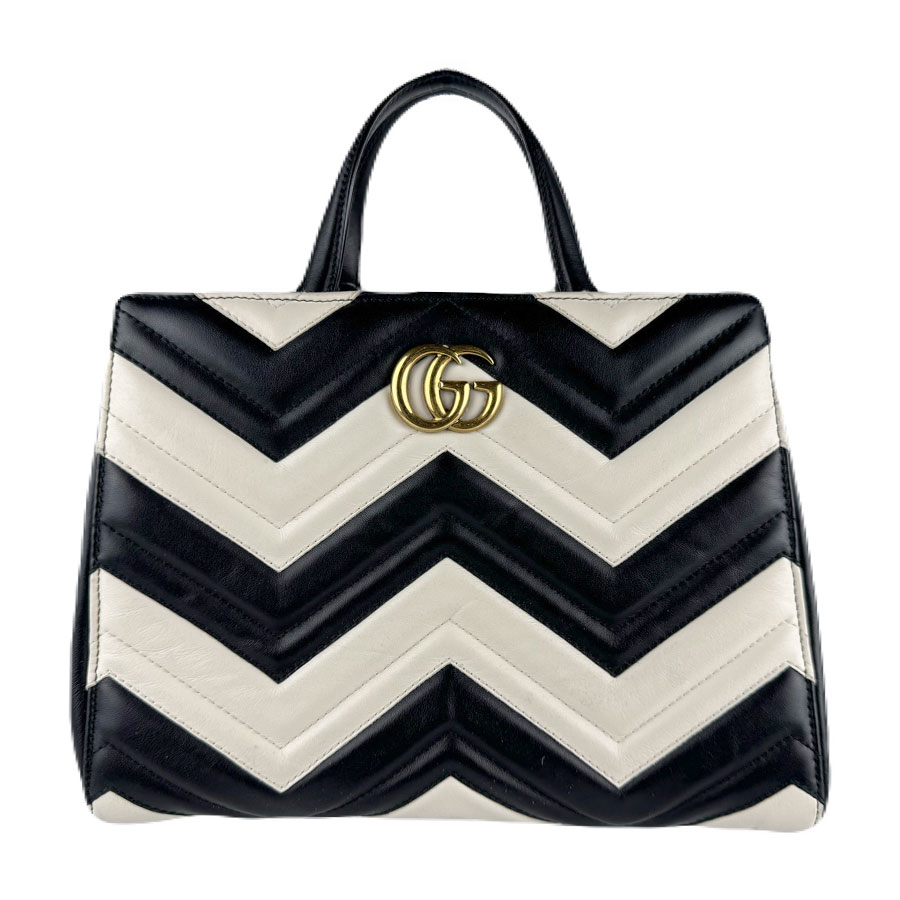 美品 GUCCI GGマーモント ハンドバッグ 2way キルティング ブラック GUCCI（グッチ） バッグ レディース キルティングショルダーバッグ