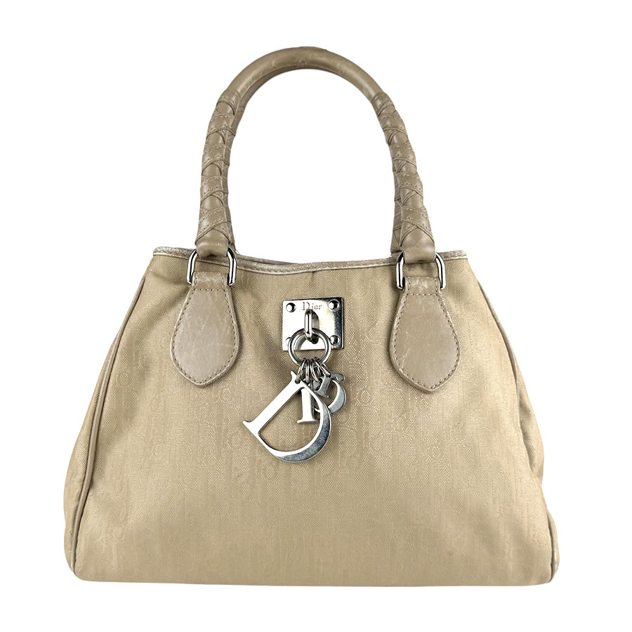 クリスチャンディオール Christian Dior ハンドバッグ ナイロンキャンバス ベージュ レディース 送料無料【中古】 z8135