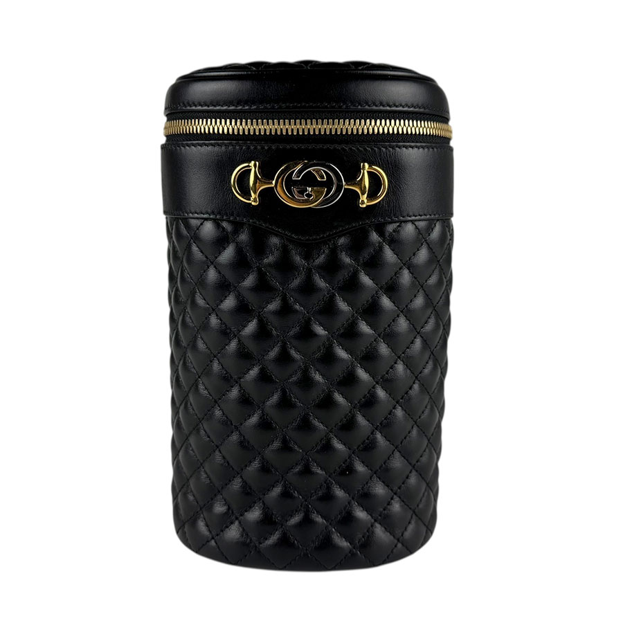 グッチ GUCCI 曲がった掛けショルダーバッグ 導管ビット ズゥミ なめし革/金属元素 黒いこと/ゴールド レディース 572298 貨物輸送無料【中古】 z8055