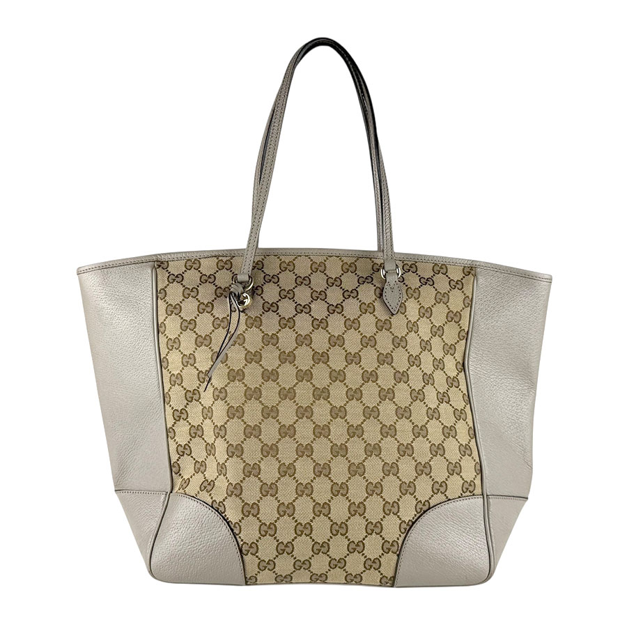 グッチ GUCCI ハンドバッグ GGキャンバス/レザー グレー×ブラウン レディース 323671 送料無料【中古】 z8149