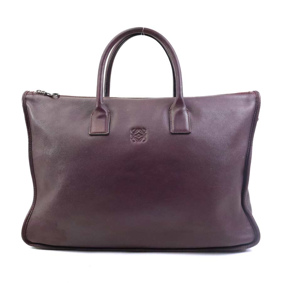 ロエベ LOEWE ハンドバッグ アナグラム レザー バーガンディ メンズ 送料無料【中古】 e61313a