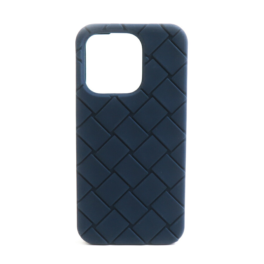 ボッテガヴェネタ BOTTEGAVENETA スマートフォンケース iPhone 15 Proケース シリコン ネイビー ユニセックス 送料無料【中古】 h31830g