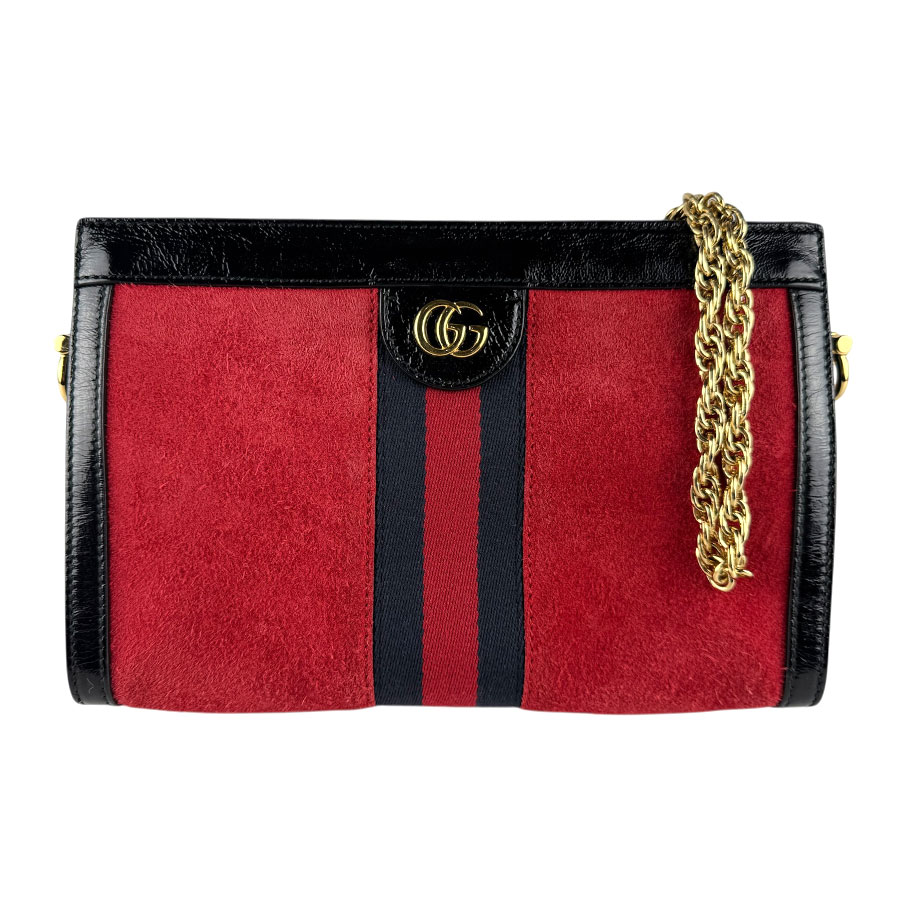グッチ GUCCI ショルダーバッグ オフィディア スエード/パテントレザー レッド/ブラック ゴールド レディース 503877 送料無料【中古】 z8252