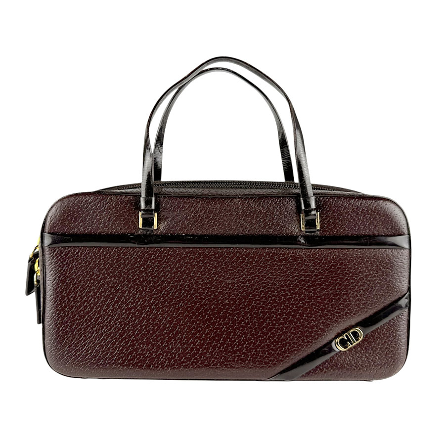 クリスチャンディオール Christian Dior ハンドバッグ レザー/パテントレザー ダークブラウン ゴールド レディース 送料無料【中古】 z8259