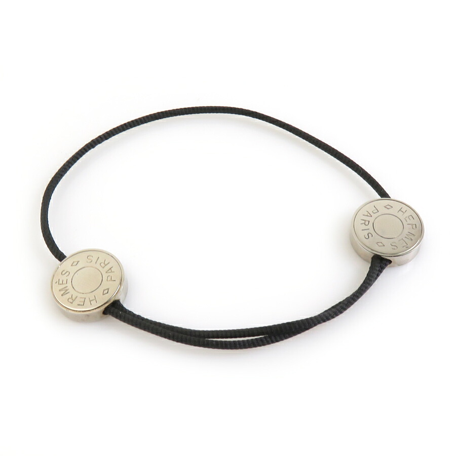 エルメス HERMES ブレスレット セリエ コード メタル/コットン シルバー/ブラック ユニセックス 送料無料【中古】 e61355a