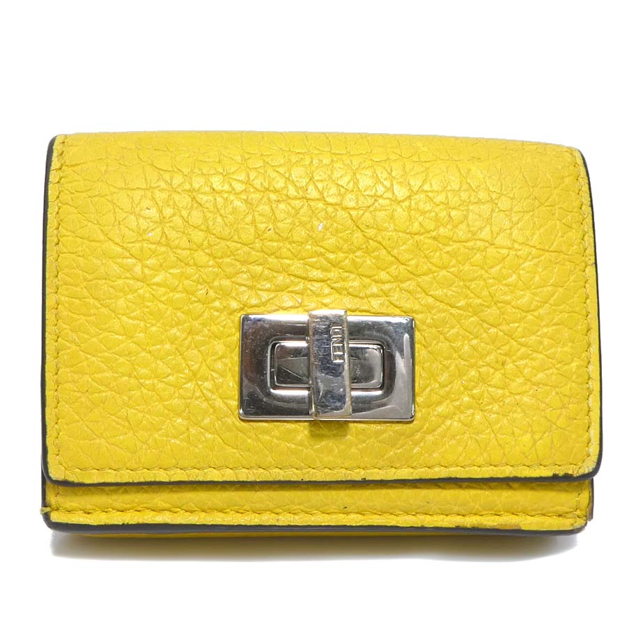 フェンディ FENDI 三つ折り財布 ピーカブー レザー イエロー ユニセックス 8M0426-A91B 送料無料【中古】 h31852a|ブランドバリュー