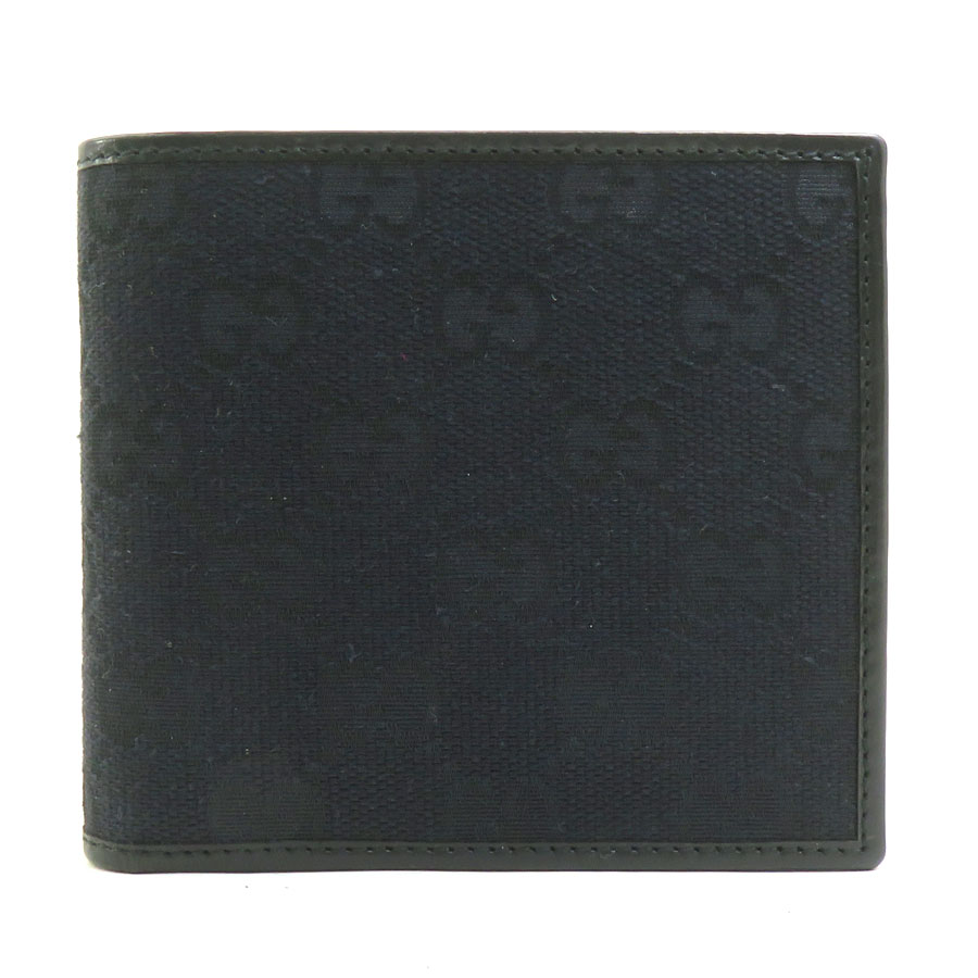 グッチ GUCCI 二つ折り財布 GGキャンバス ブラック ユニセックス 送料無料【中古】 56493g 16,872円