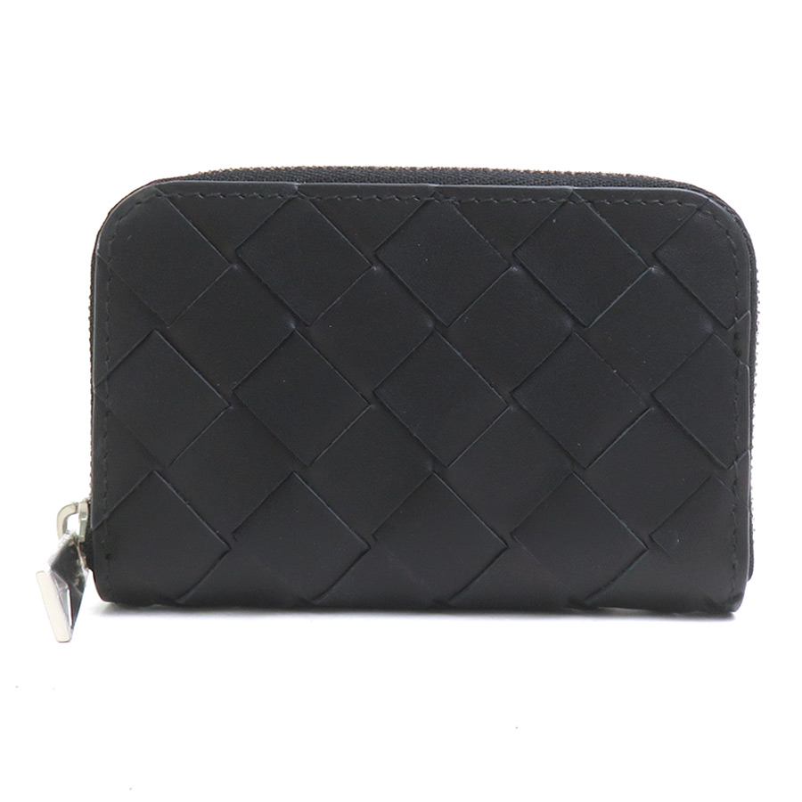 ボッテガヴェネタ BOTTEGAVENETA コインケース イントレチャート レザー ブラック ユニセックス 送料無料【中古】 56512a