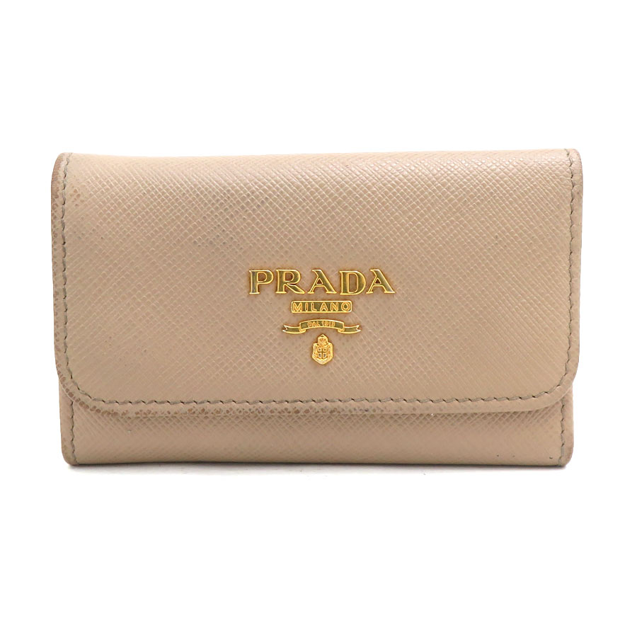 プラダ PRADA キーケース レザー ベージュ レディース 送料無料【中古】 h31912b