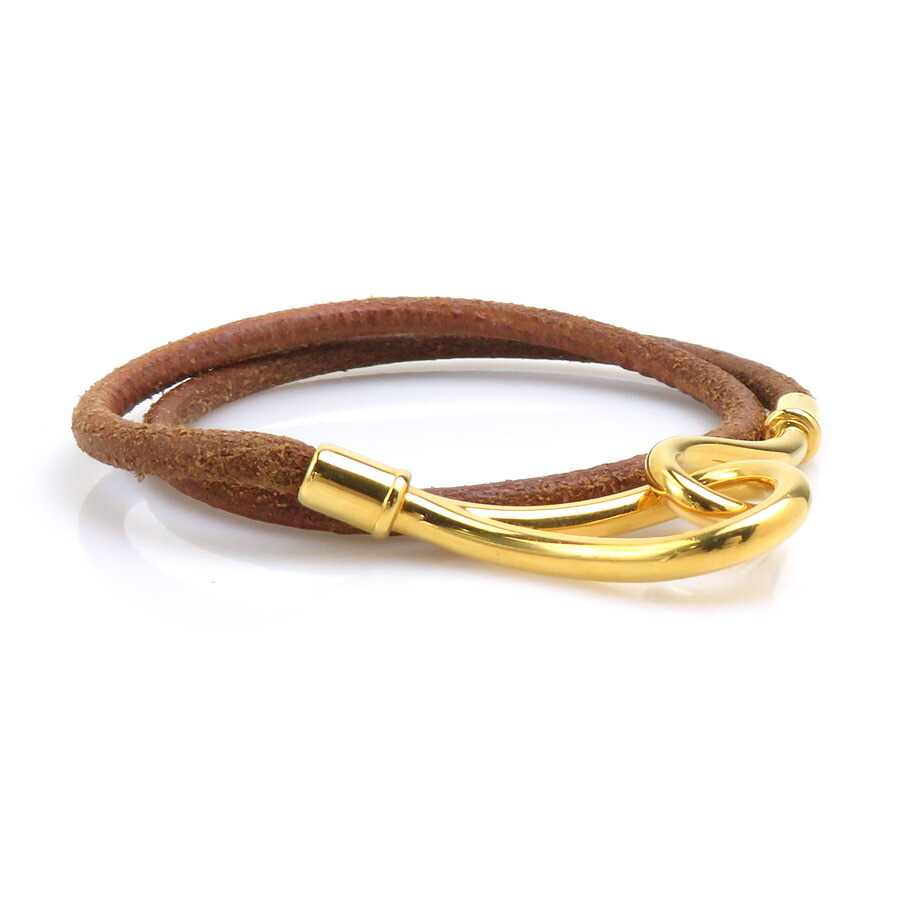 エルメス HERMES ブレスレット ジャンボ レザー/メタル ブラウン×ゴールド ユニセックス 送料無料【中古】 h31930a