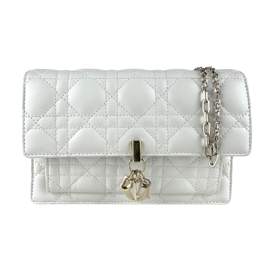 クリスチャンディオール Christian Dior チェーンウォレット My Dior デイリーチェーンポーチ ラムスキン ホワイト レディース S0937ONMJ_M030 送料無料【中古】 z8596