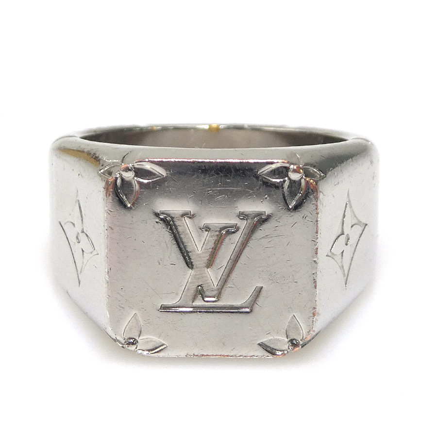 ルイ ヴィトン LOUIS VUITTON 輪っか・指環 シグネットリング 金属元素 しろがね色 メンズ M62487 19号 貨物輸送無料【中古】 e61460i