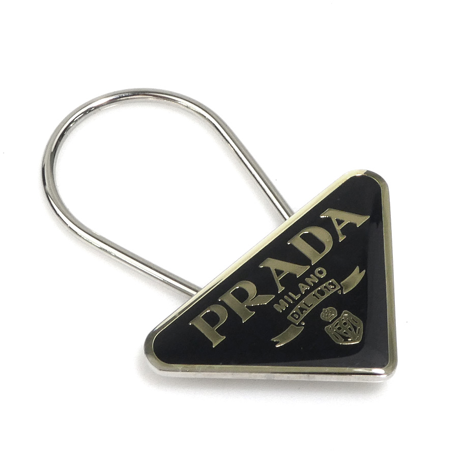 プラダ PRADA キーリング メタル ブラック&times;シルバー ユニセックス 送料無料【中古】 r11013a｜ブランドバリュー