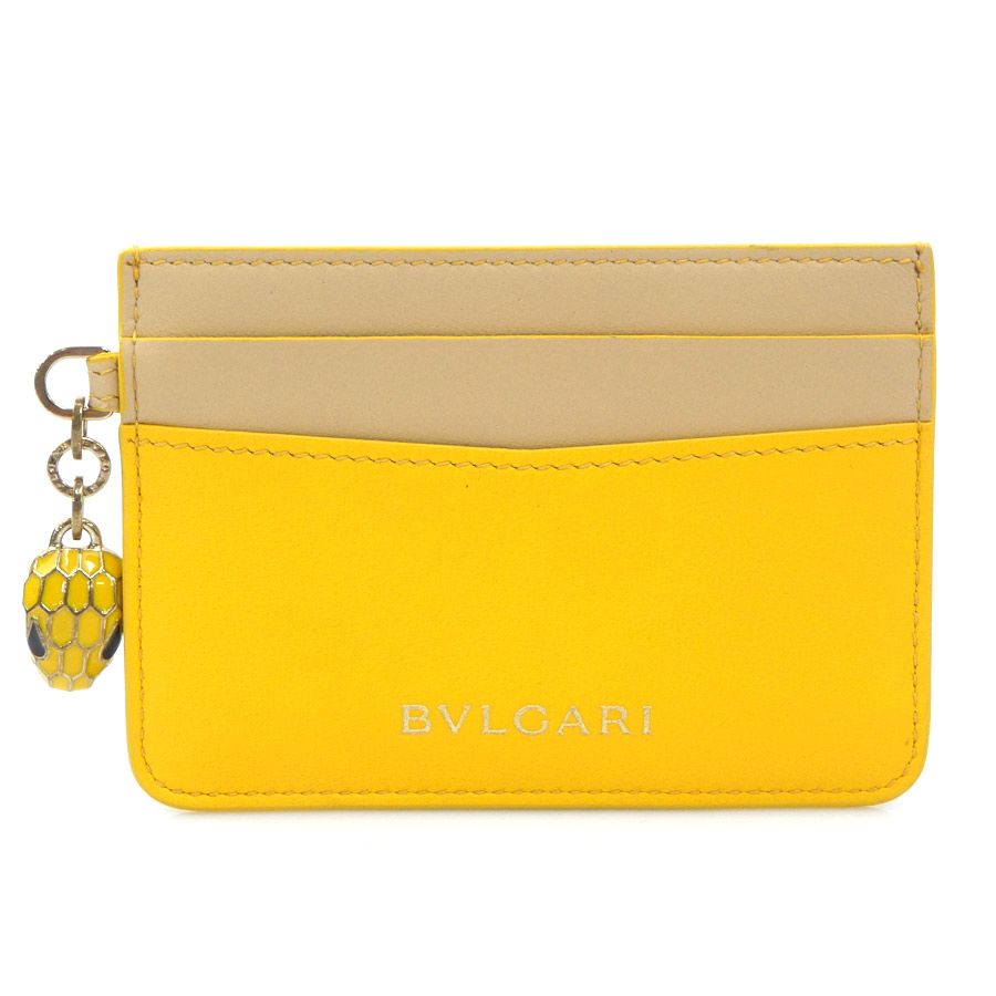 ブルガリ BVLGARI カードケース セルペンティ レザー イエロー/ベージュ ゴールド レディース 送料無料【中古】 e61483j 23,998円