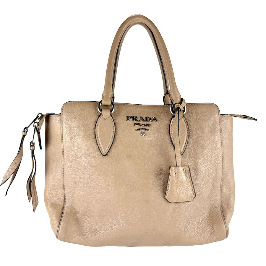 プラダ PRADA ハンドバッグ ショルダーバッグ レザー ベージュ レディース 送料無料【中古】 z8634