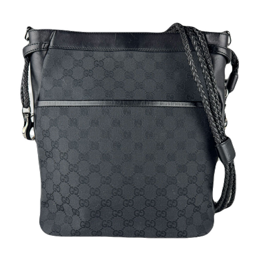 グッチ GUCCI ショルダーバッグ GG帆布/なめし革 黒いこと ユニ一発やる 貨物輸送無料【中古】 z8723 ショルダーバッグ・メッセンジャーバッグ-バッグ・小物・ブランド雑貨-レディースバッグ
