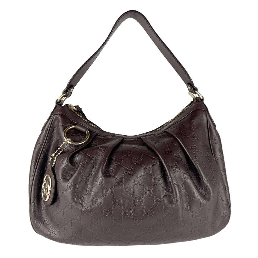 グッチ GUCCI ショルダーバッグ グッチシマ レザー ダークブラウン ゴールド レディース 232955 送料無料【中古】 z8756