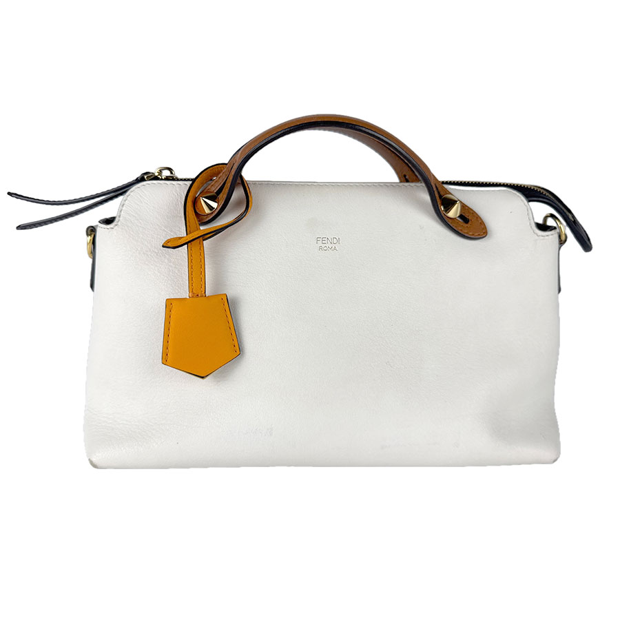 フェンディ FENDI ハンドバッグ ショルダーバッグ バイザウェイ レザー オフホワイト/ブラウン/オレンジ ゴールド レディース 送料無料【中古】 z8758